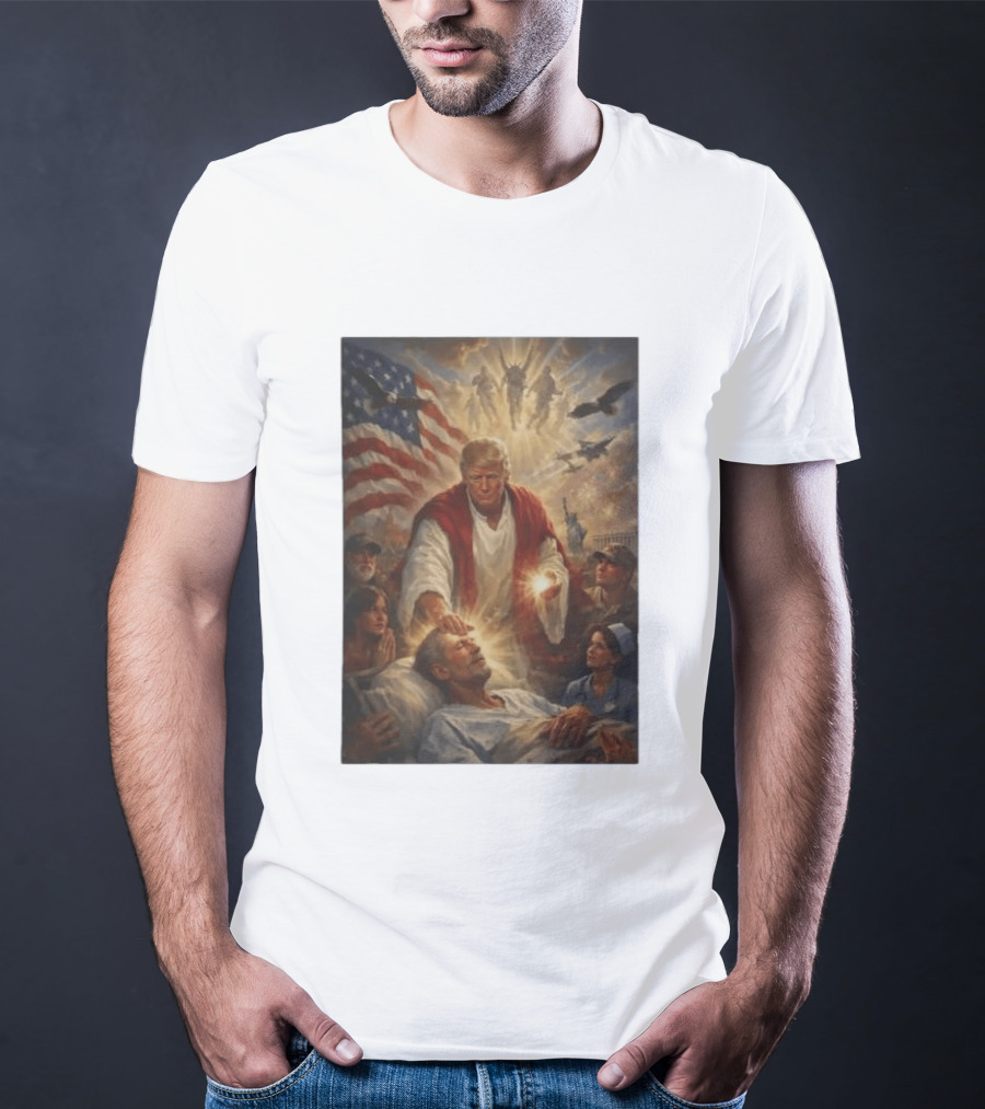 Trump Jesus Epstein Biblical Revelation Imagery With American Flag T-Shirt