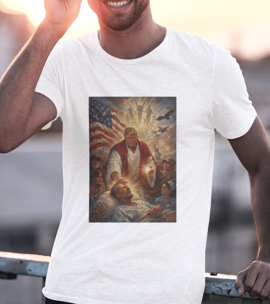 Trump Jesus Epstein Biblical Revelation Imagery With American Flag T-Shirt