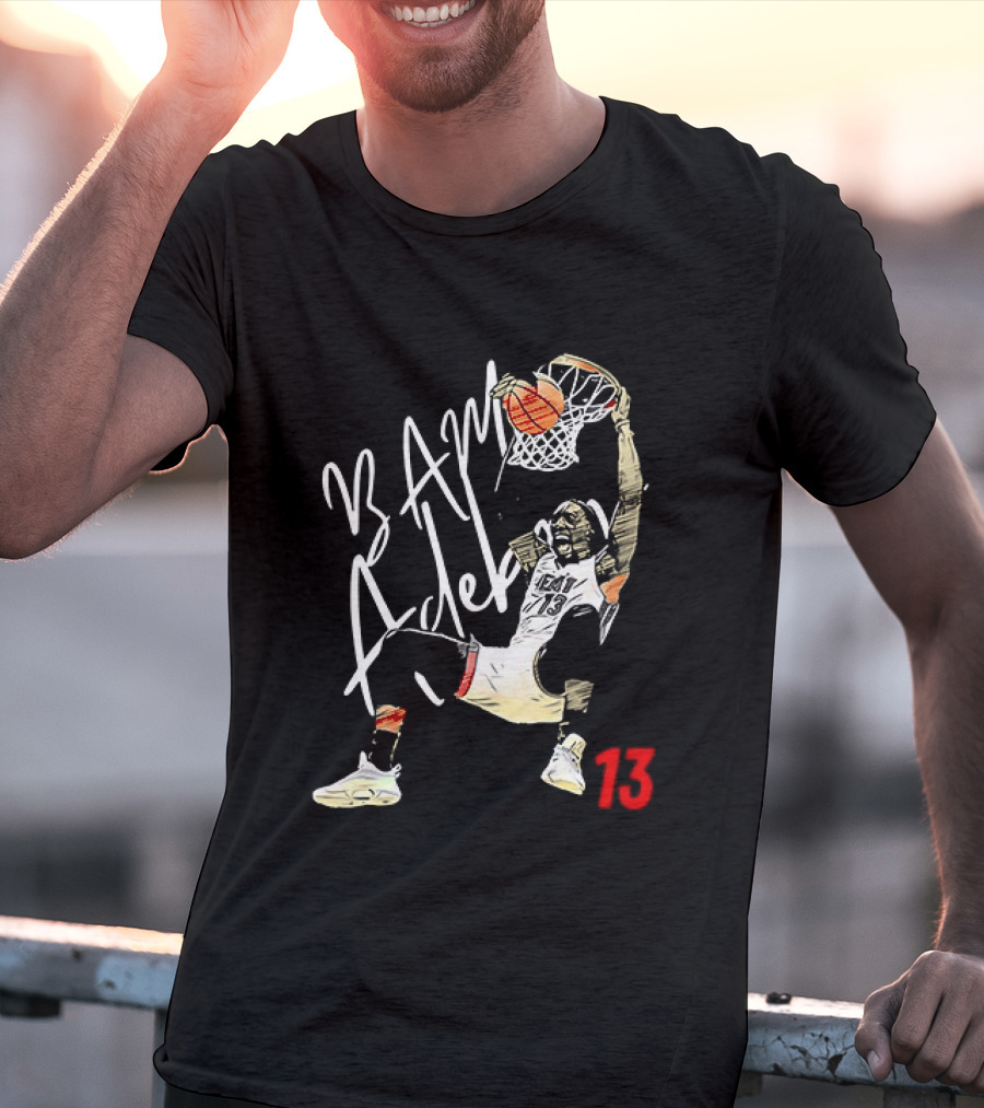Bam Adebayo Dunking 13 Miami Basketball Player Fan Gear T-Shirt