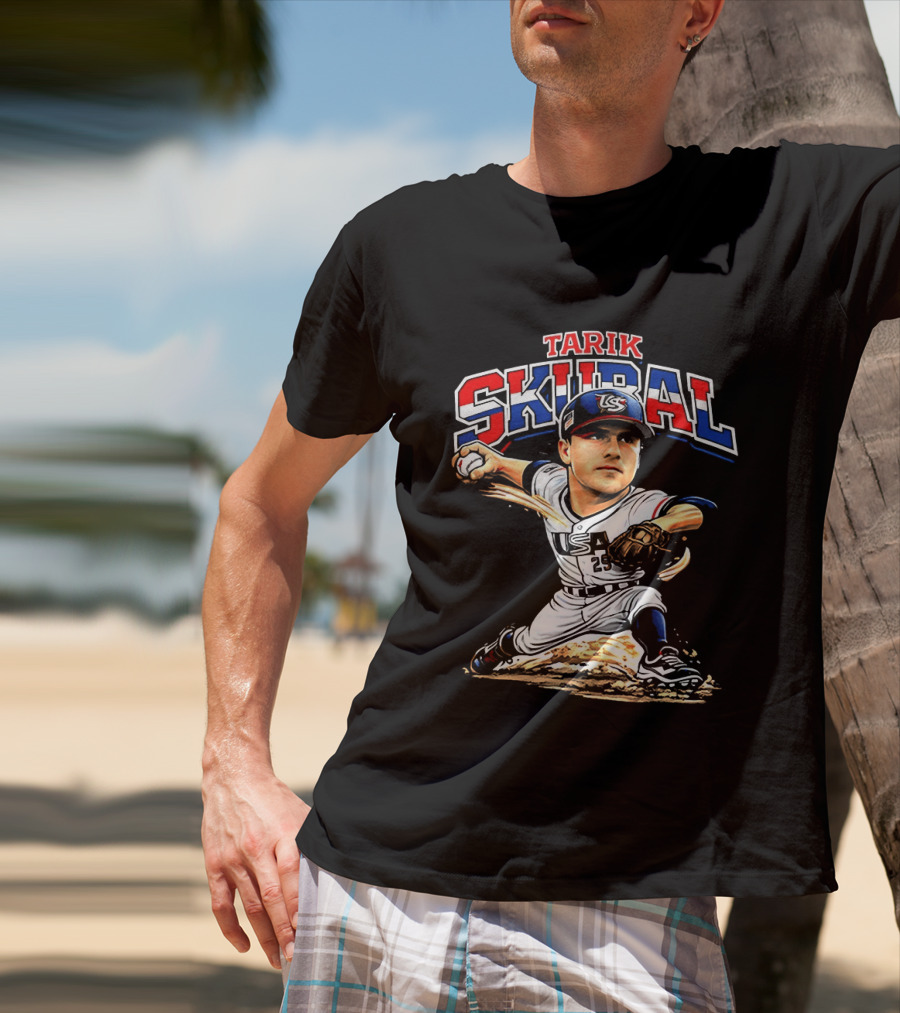 Tarik Skubal USA Baseball Classic Pitcher Caricature T-Shirt