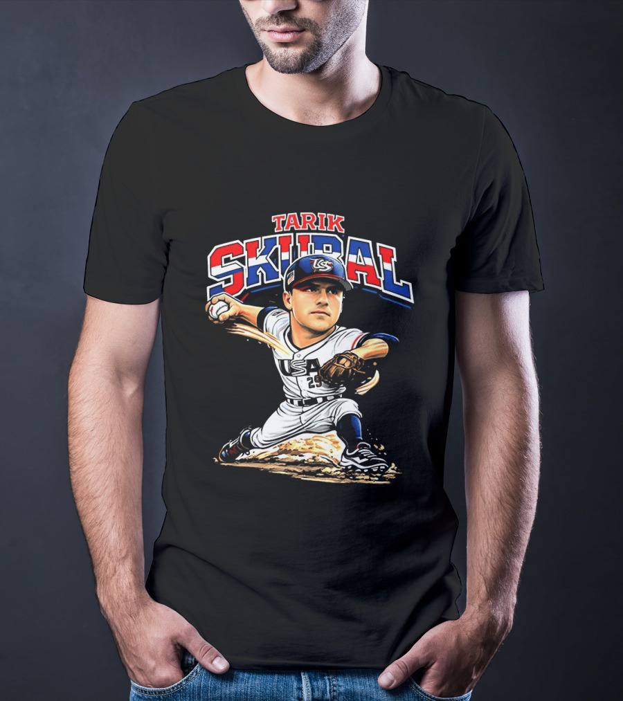 Tarik Skubal USA Baseball Classic Pitcher Caricature T-Shirt