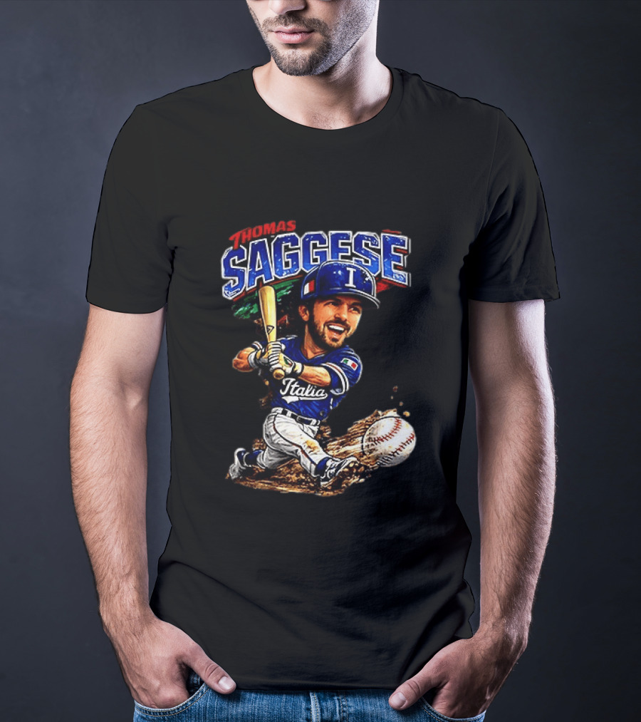Thomas Saggese Italy Italia Baseball Classic Caricature T-Shirt