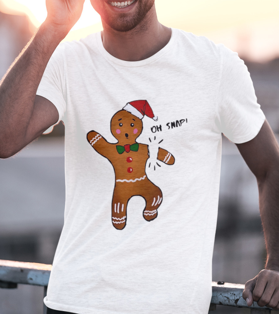 Gingerbread Man Oh Snap Broken Arm Christmas Humor T-Shirt