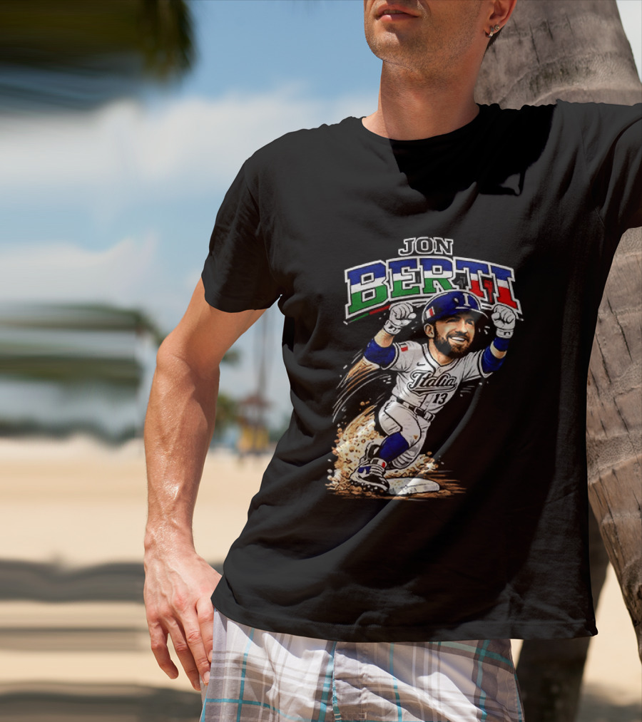 Jon Berti Italy Baseball Classic Caricature 13 T-Shirt