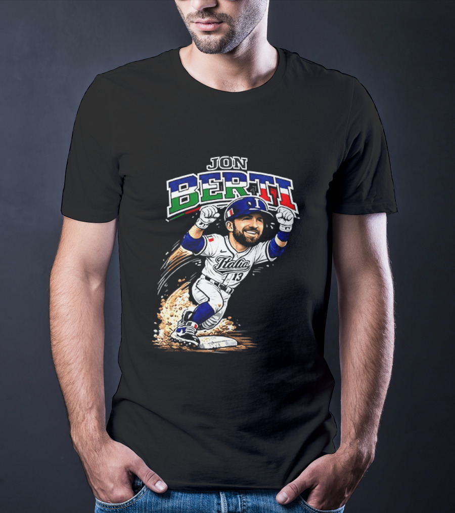 Jon Berti Italy Baseball Classic Caricature 13 T-Shirt