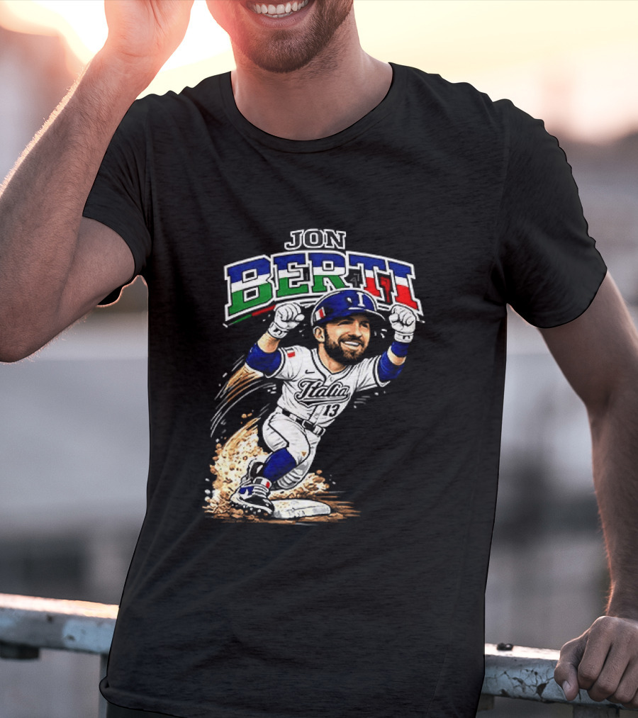 Jon Berti Italy Baseball Classic Caricature 13 T-Shirt