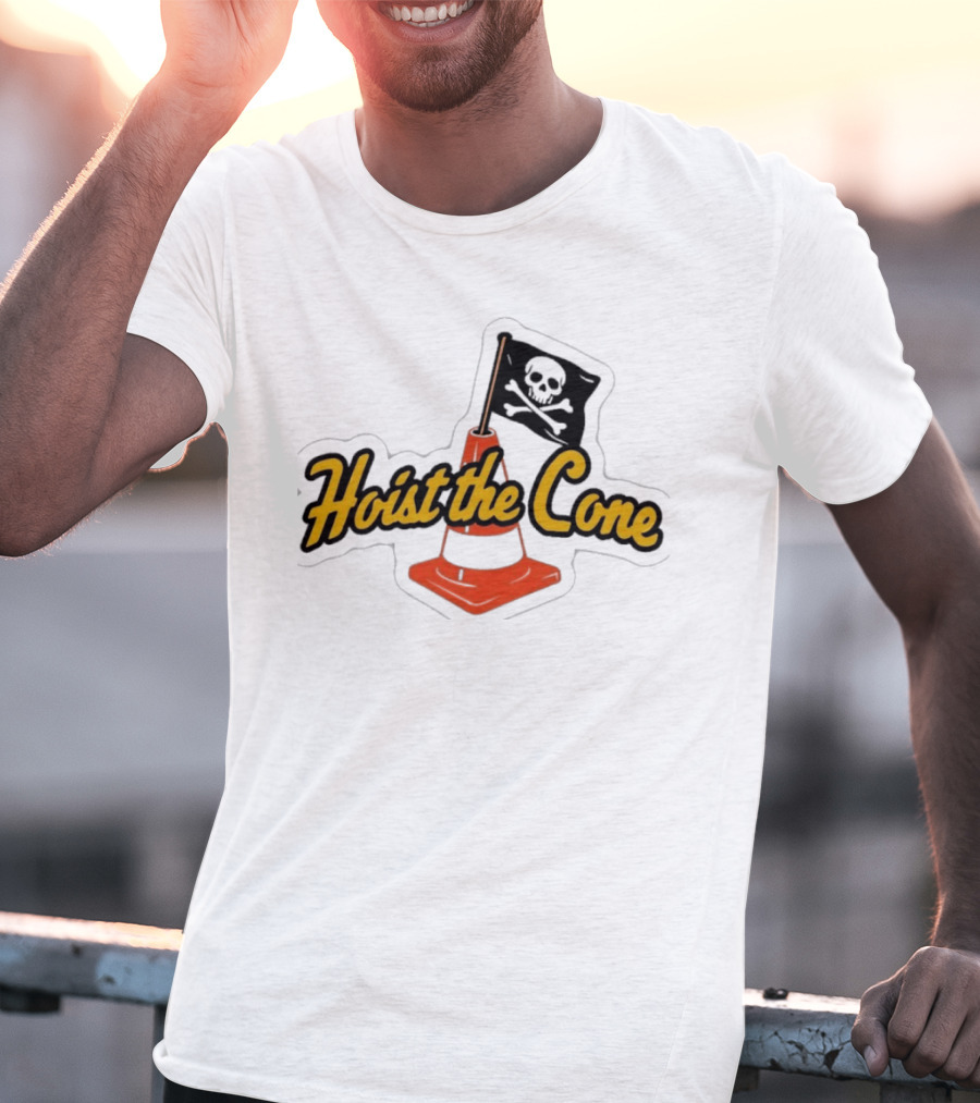 Hoist The Cone Skull Flag Orange Traffic Cone T-Shirt