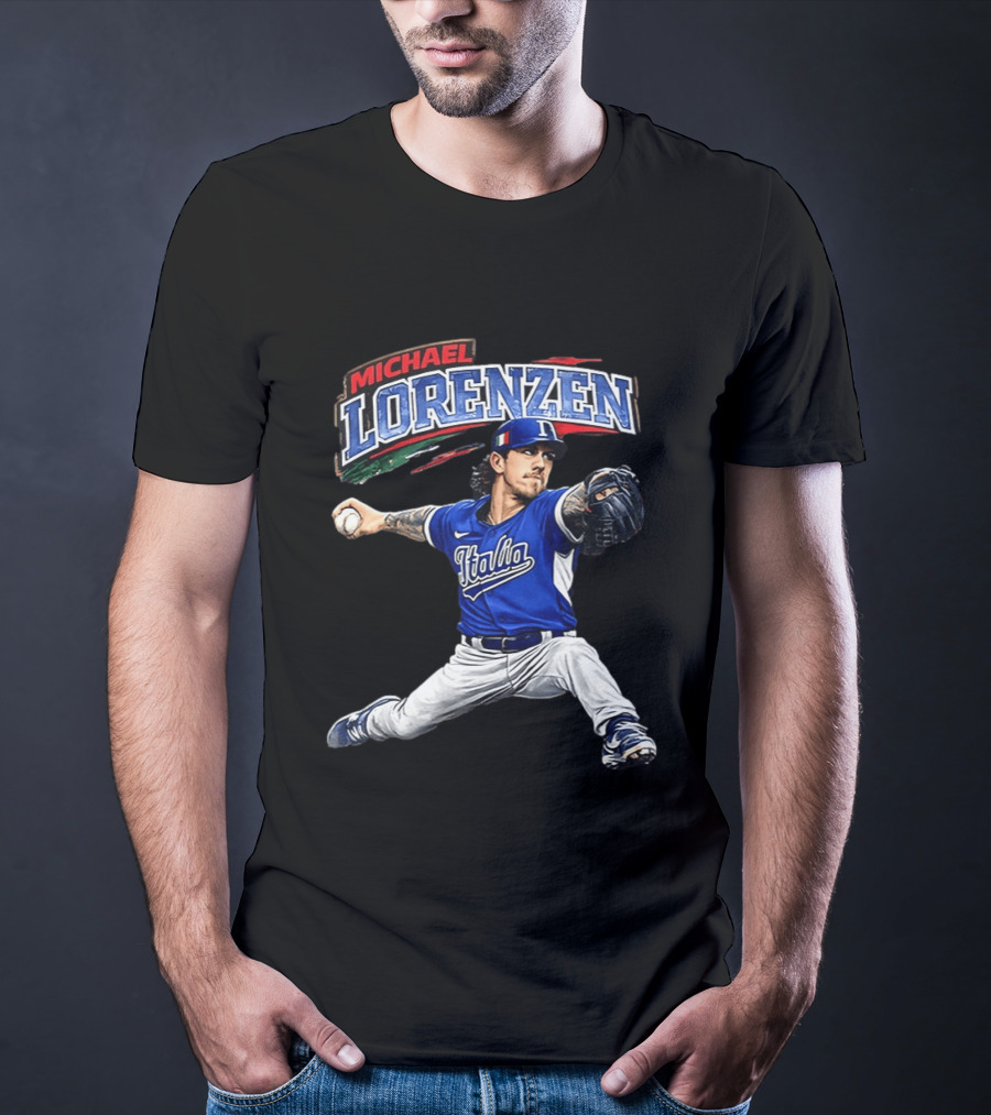 Michael Lorenzen Italy Baseball Classic Pitcher Caricature T-Shirt