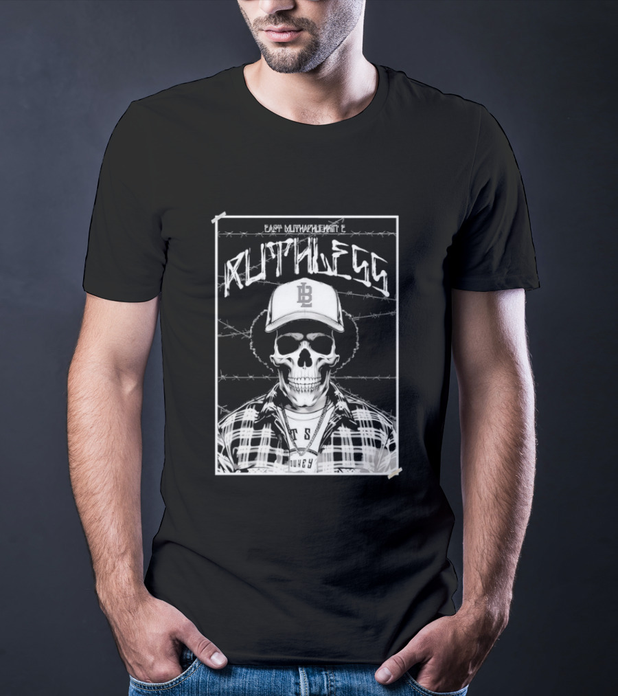 Eazy E Ruthless Skull In Cap And Barbed Wire T-Shirt