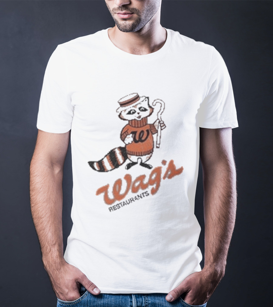 Wag's Restaurant Raccoon Character Sweater Cane T-Shirt
