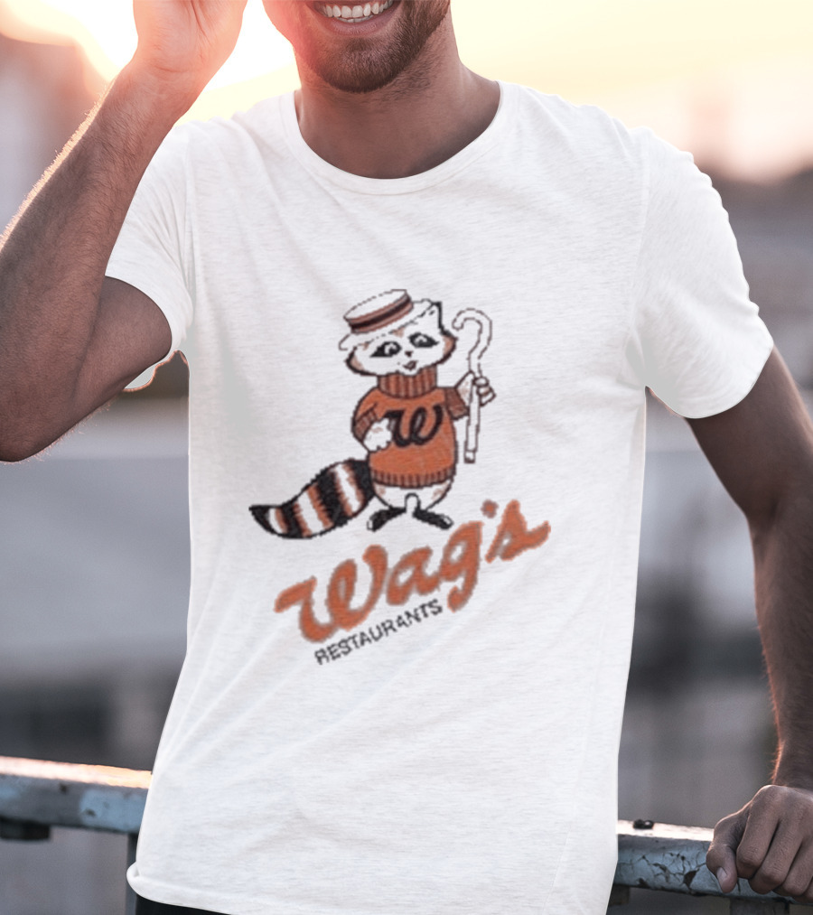 Wag's Restaurant Raccoon Character Sweater Cane T-Shirt