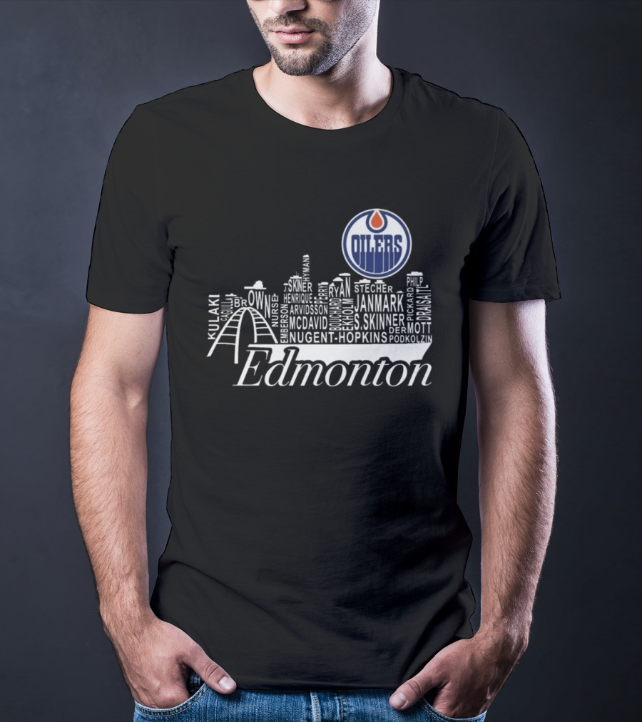 Edmonton Oilers Skyline Names 2025 McDavid Draisaitl Hyman Nugent Hopkins Smith T-Shirt