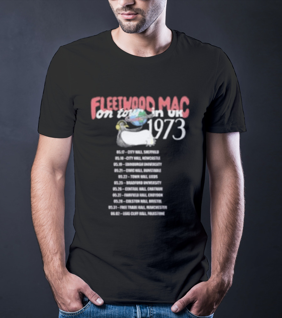 Fleetwood Mac Tour UK 1973 Concert Dates London Liverpool Birmingham Newcastle T-Shirt