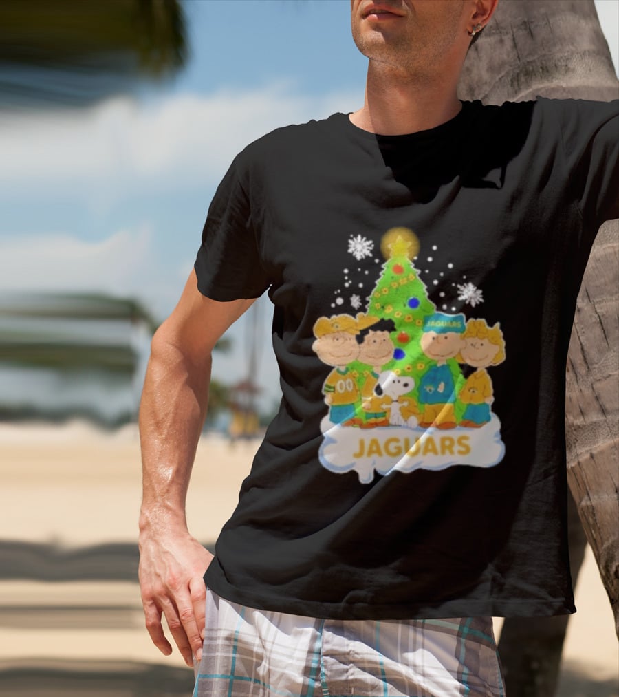 Jacksonville Jaguars Snoopy Peanuts Christmas Tree Celebration T-Shirt