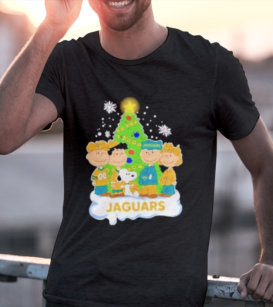Jacksonville Jaguars Snoopy Peanuts Christmas Tree Celebration T-Shirt