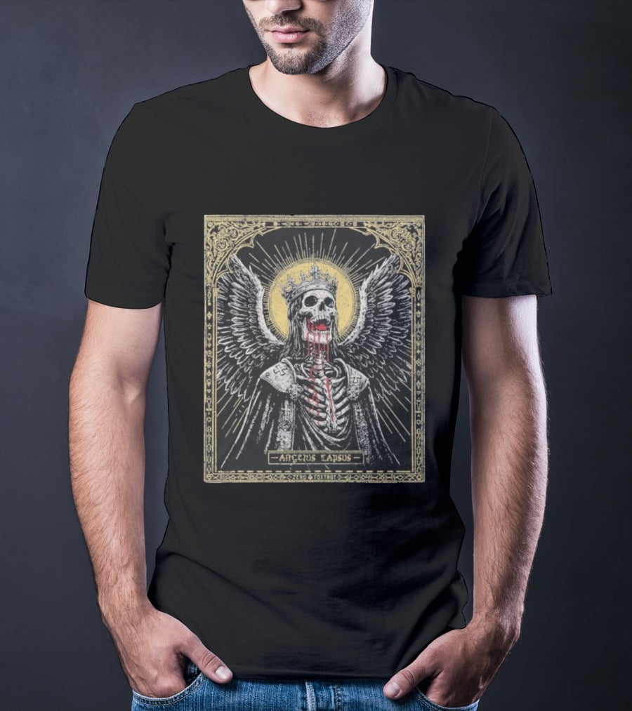 Zero Foxtrot Angelus Lapsus Fallen Angel Skeleton Halo Crown Wings Sacred Gothic Image T-Shirt