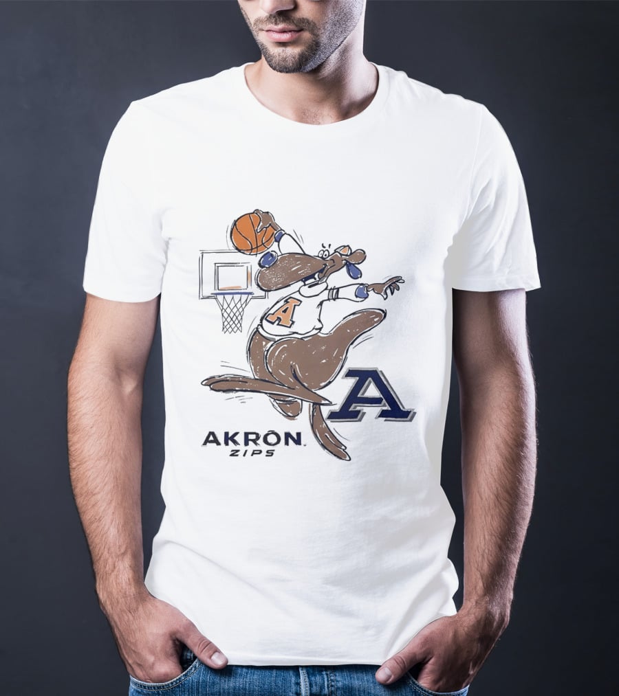 Akron Zips Zippy Basketball Dunking Action T-Shirt