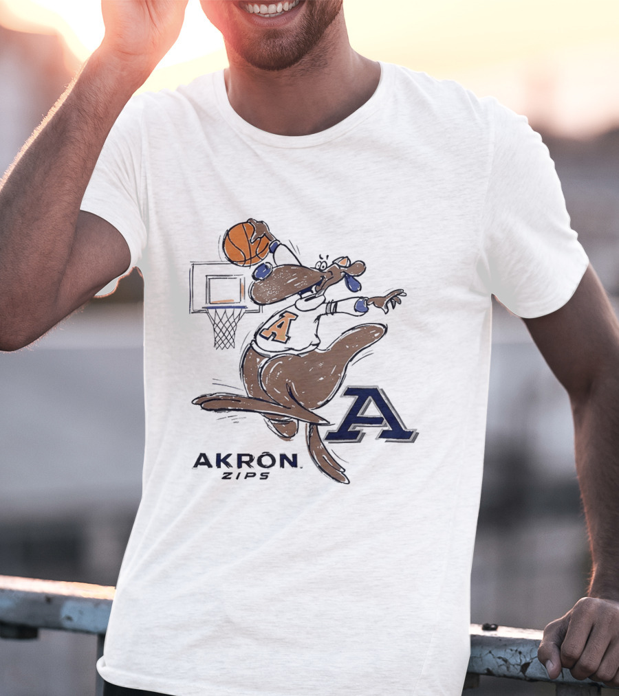 Akron Zips Zippy Basketball Dunking Action T-Shirt
