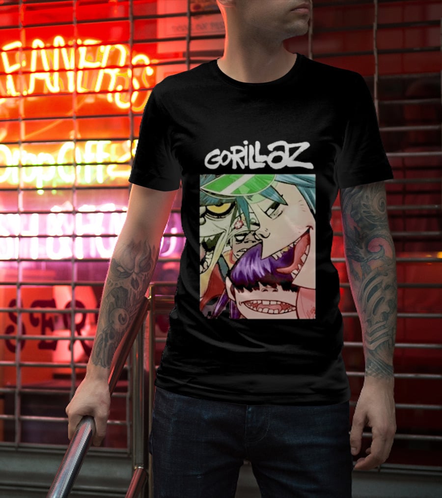 Gorillaz Cartoon Band Characters Art Comic T-Shirt