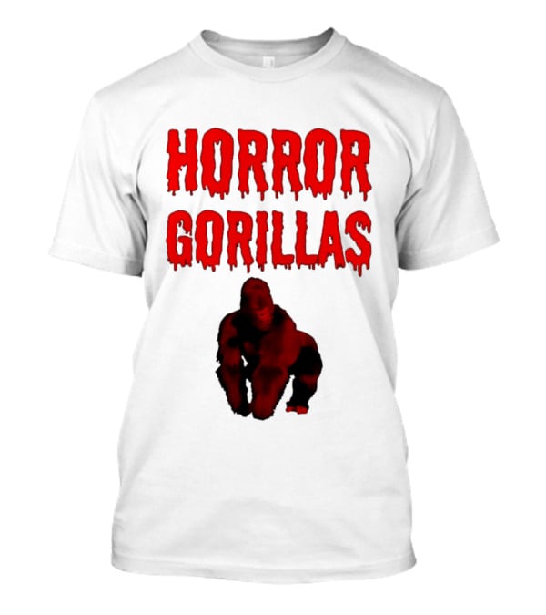 Horror Gorillas Dripping Blood Text And Red Gorilla T-Shirt