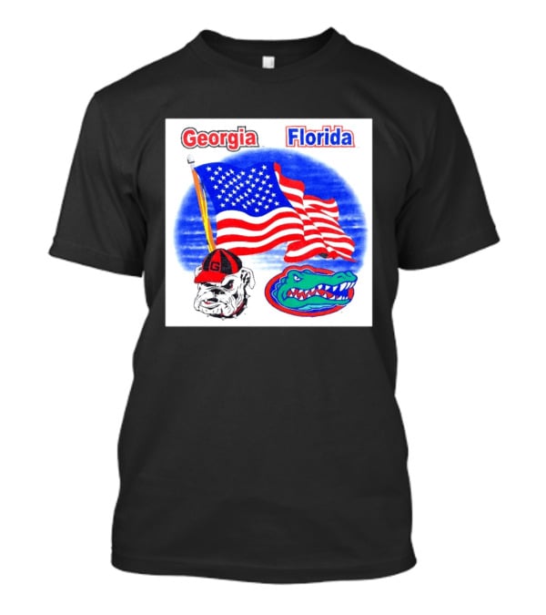 Georgia Vs Florida American Flag Bulldogs Gators Rivalry T-Shirt