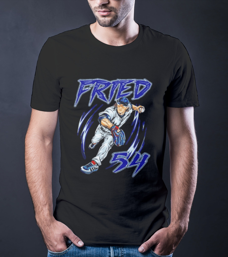 Fried 54 Blue Baseball Player Euphoria T-Shirt