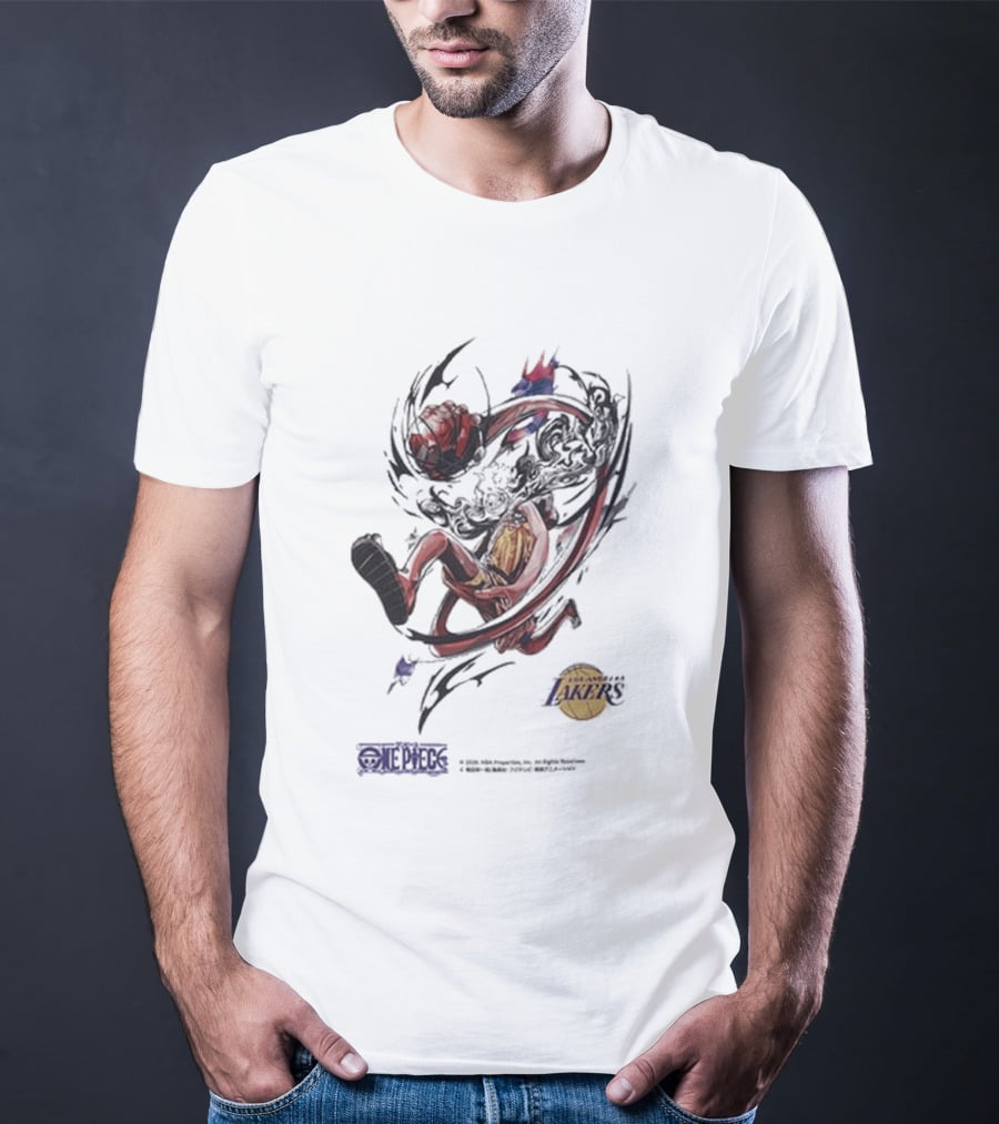 Monkey D Luffy Los Angeles Lakers One Piece NBA 2026 Collaboration 5656 T-Shirt