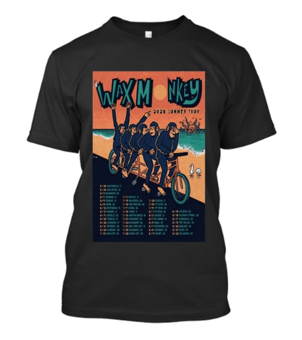 Wax Monkey 2026 Summer Tour Bicycle Monkeys Coastal Cities Concert Dates T-Shirt