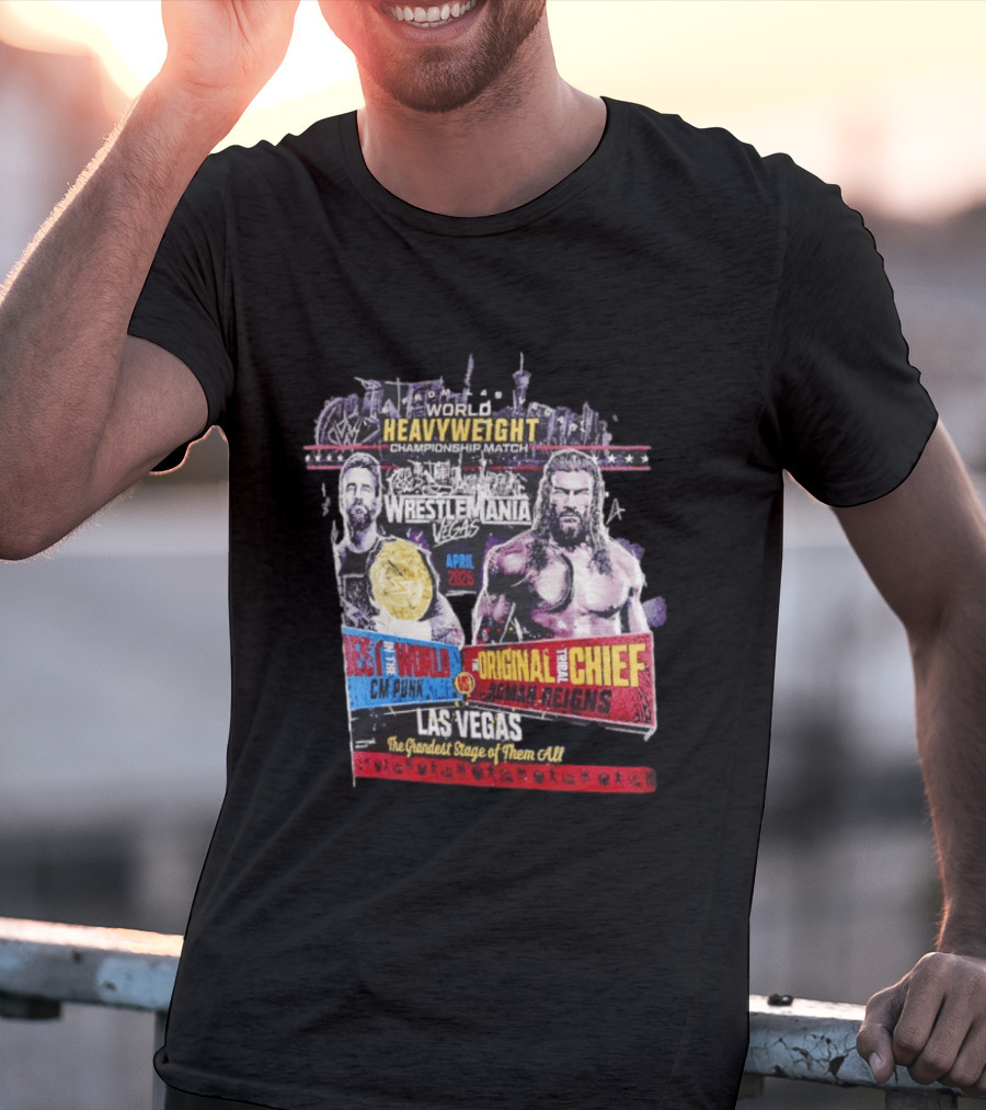 WrestleMania 42 Vegas World Heavyweight CM Punk Vs Roman Reigns T-Shirt