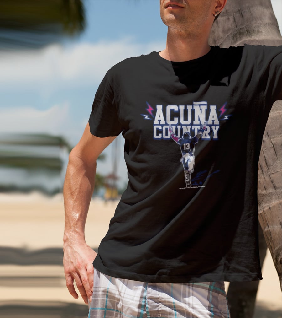 Acuña Country Baseball Celebration Graphic With Lightning Bolts T-Shirt