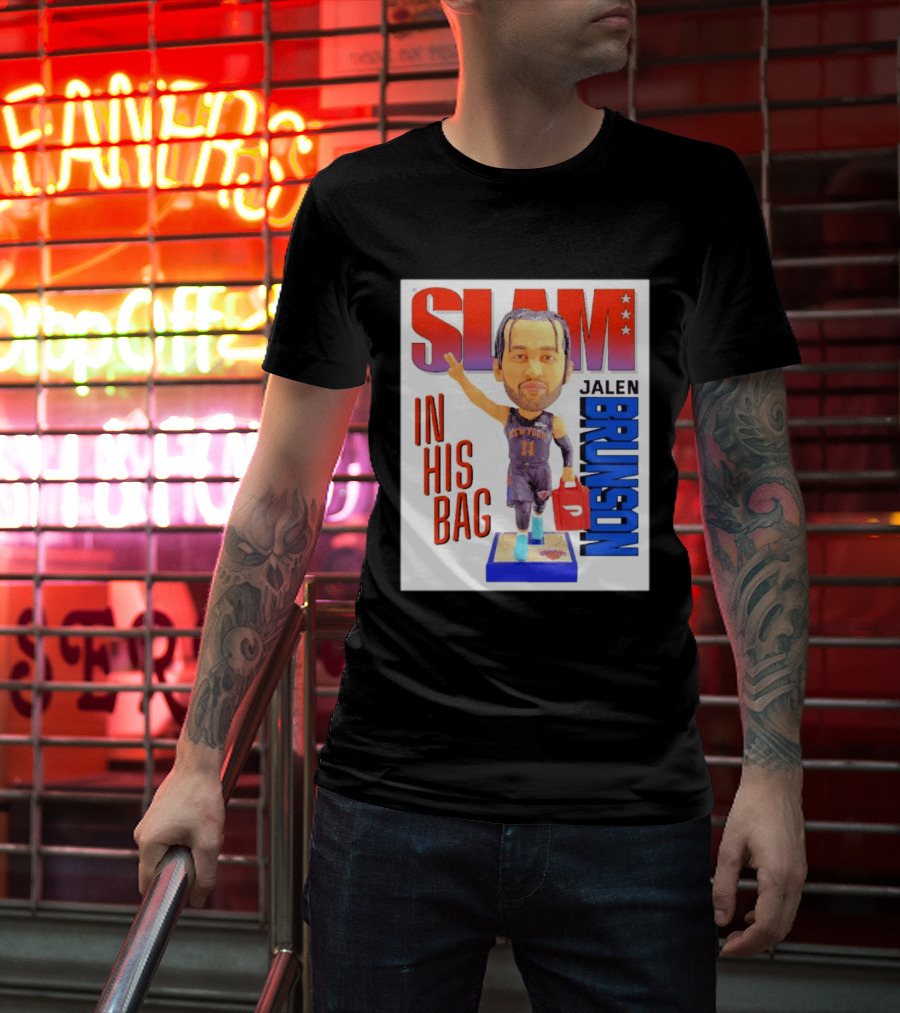 Slam Jalen Brunson New York Knicks In His Bag Big Bobblehead T-Shirt
