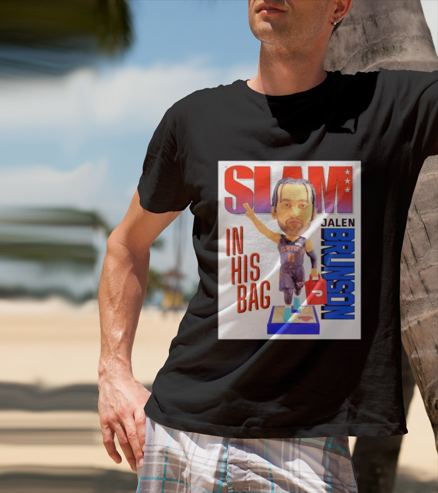Slam Jalen Brunson New York Knicks In His Bag Big Bobblehead T-Shirt