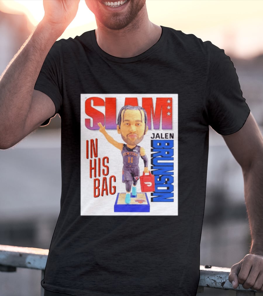 Slam Jalen Brunson New York Knicks In His Bag Big Bobblehead T-Shirt