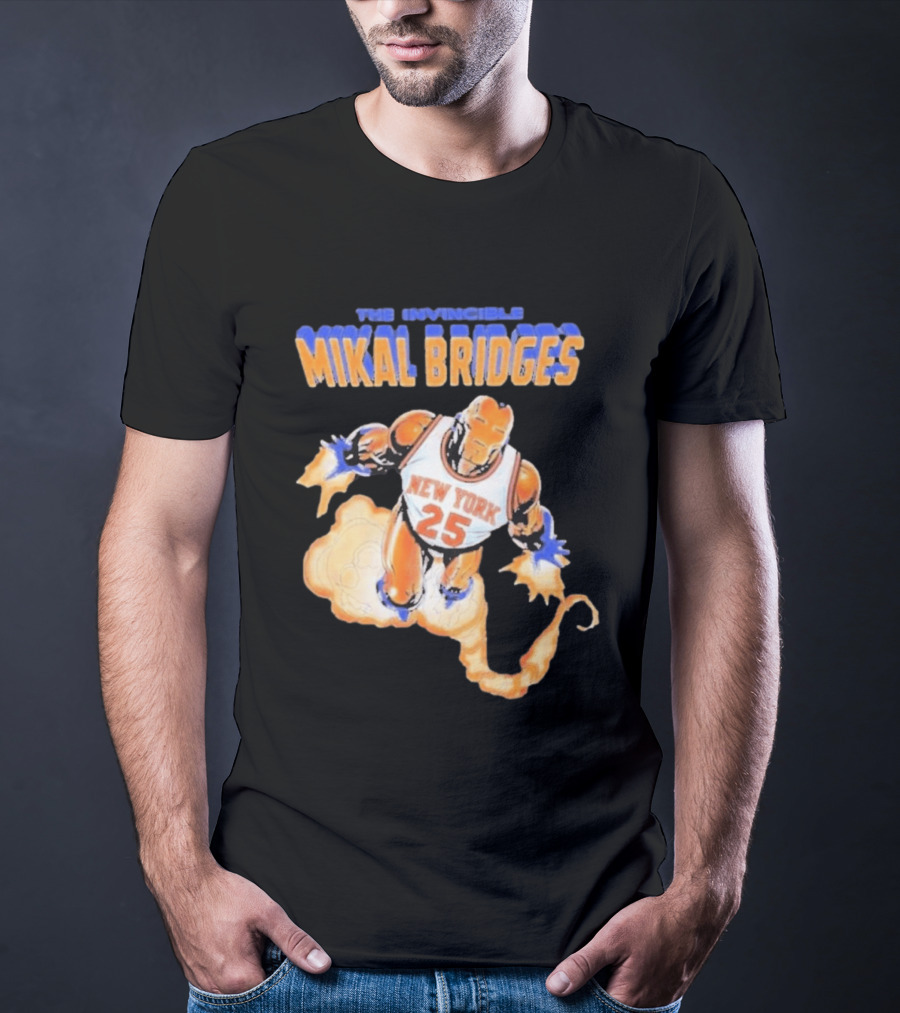 New York Knicks Mikal Bridges Iron Man 25 The Invincible T-Shirt