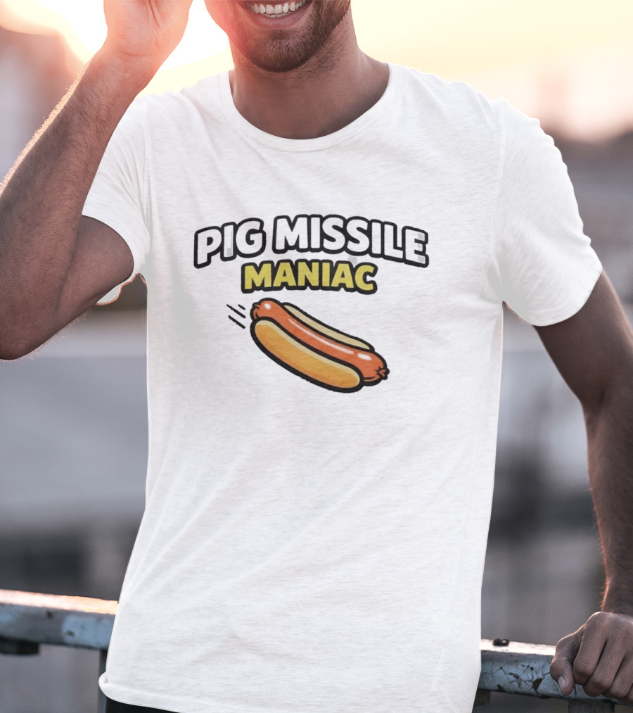 Pig Missile Maniac Hot Dog T-Shirt