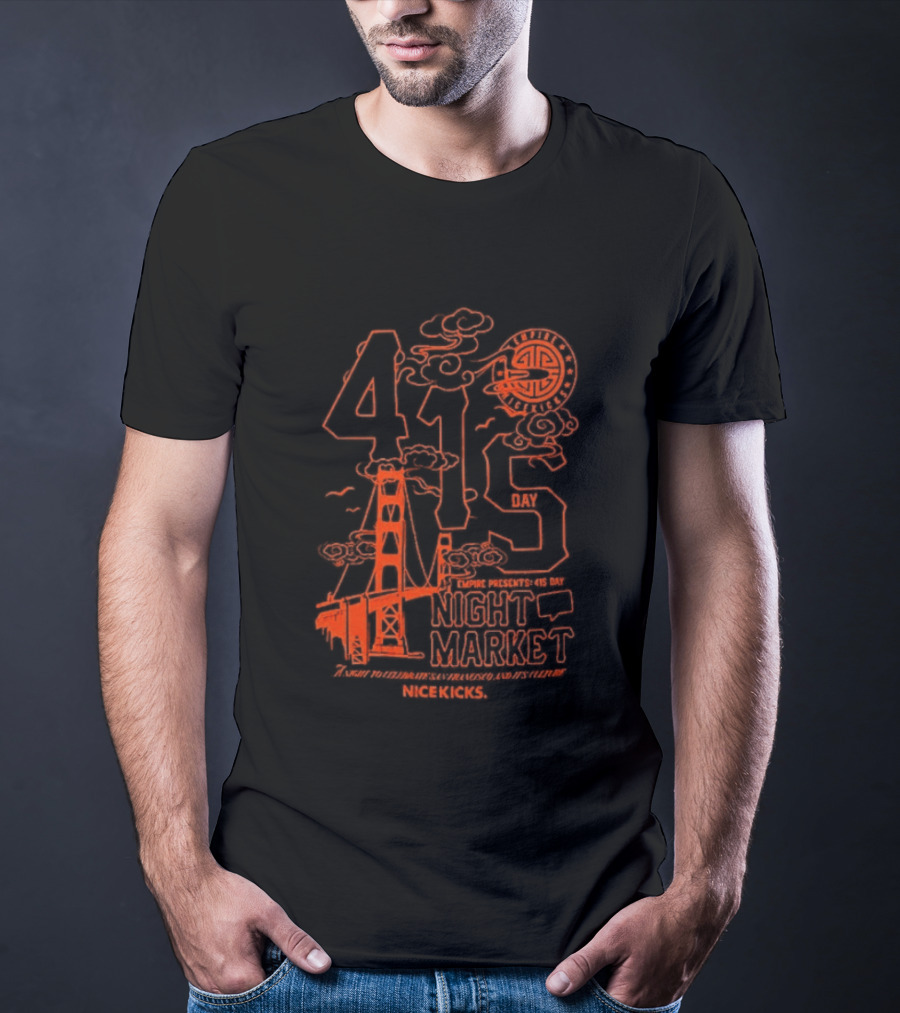 415 San Francisco Golden Gate Bridge Night Market Cityscape T-Shirt