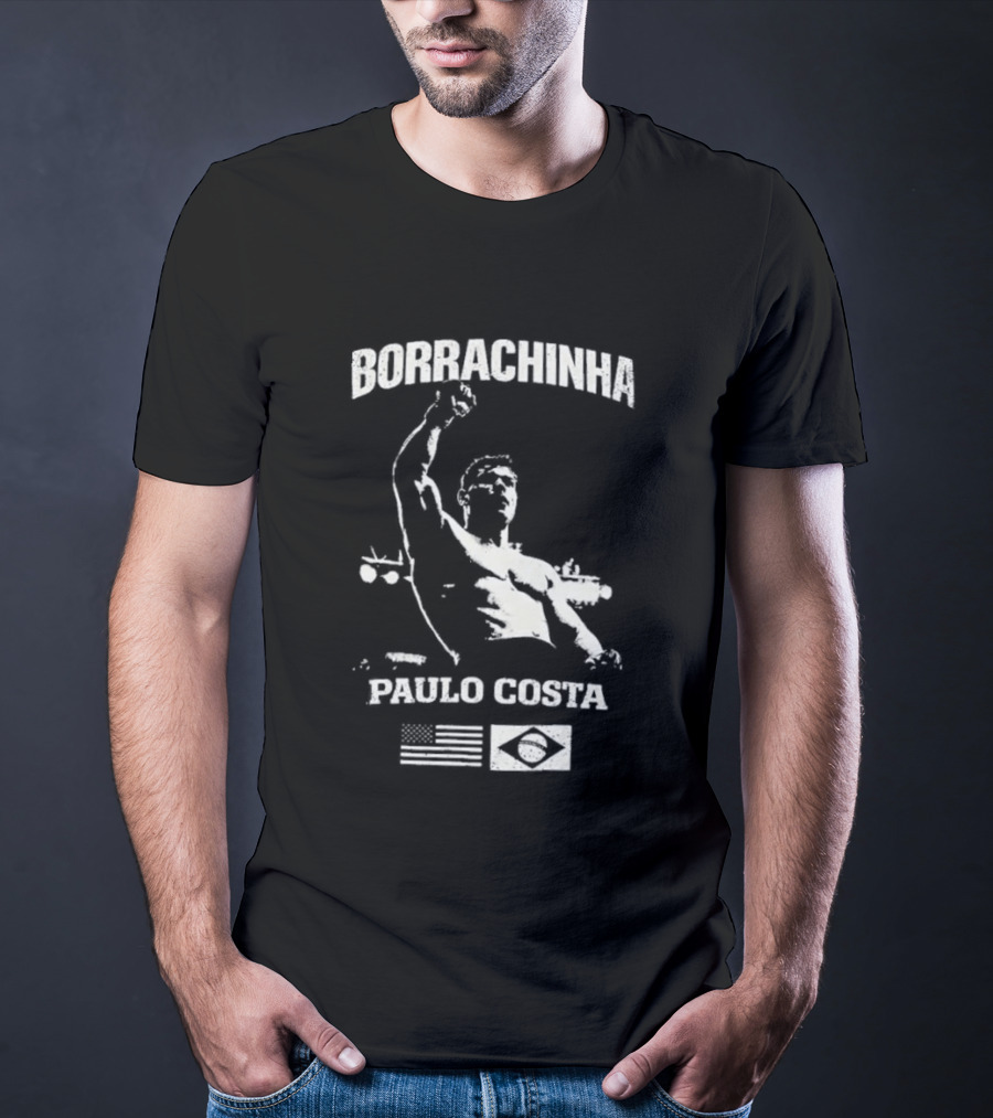 Borrachinha Paulo Costa Raised Arm MMA Fighter Brazil Flag T-Shirt