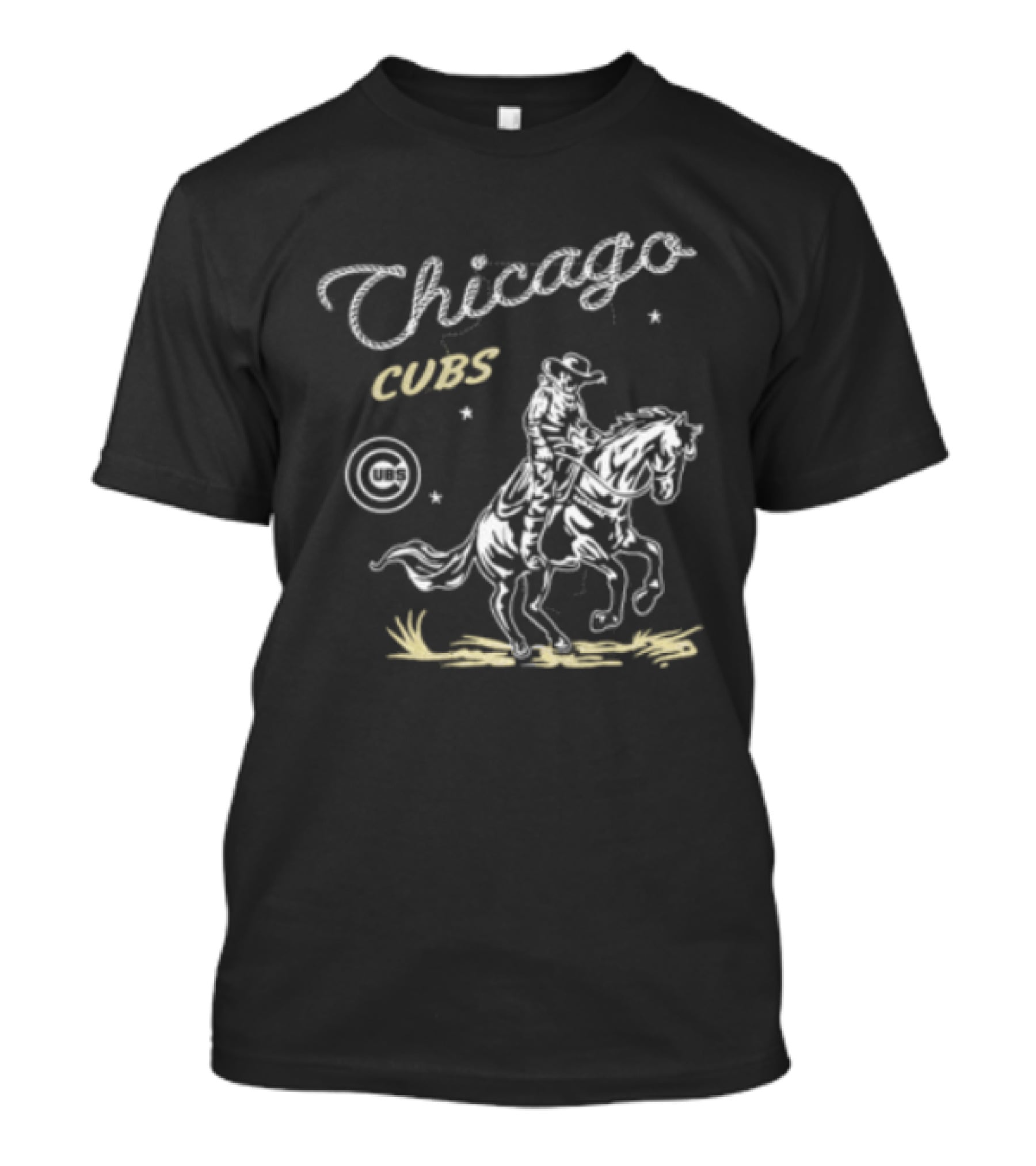 Chicago Cubs Lasso Cowboy Riding Equestrian Drawing T-Shirt