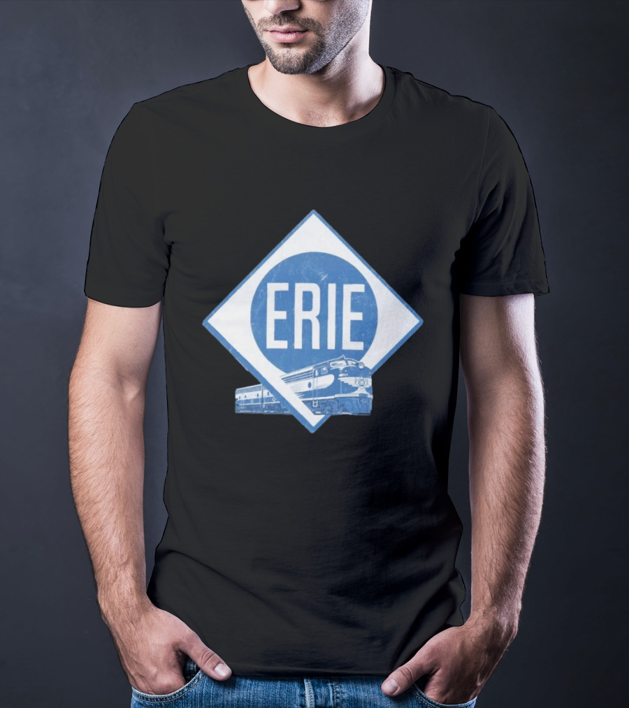 Erie Railway Train Vintage Blue T-Shirt