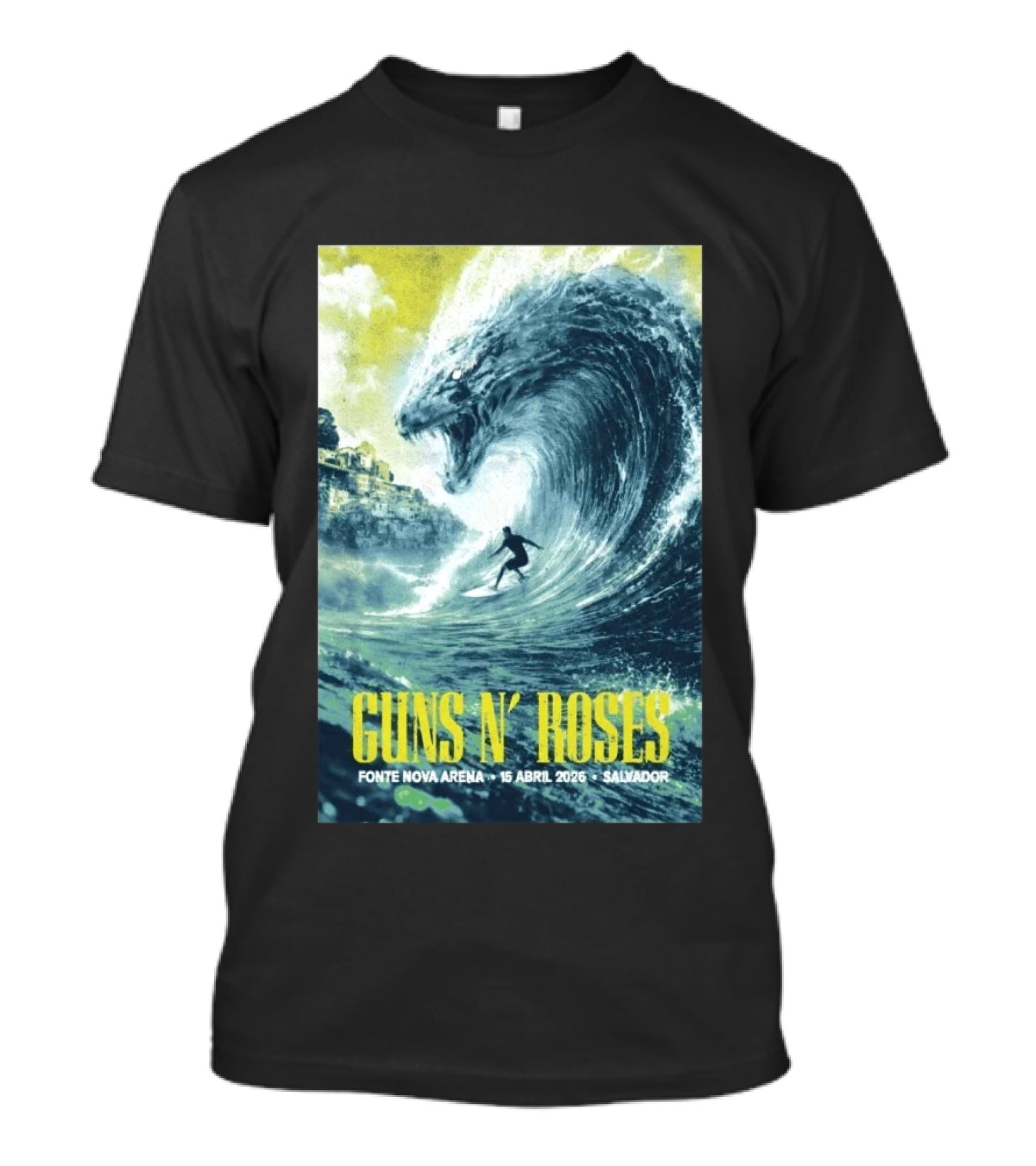 Guns N' Roses Concert April 15 2026 Fonte Nova Arena Salvador Surfer Wave T-Shirt