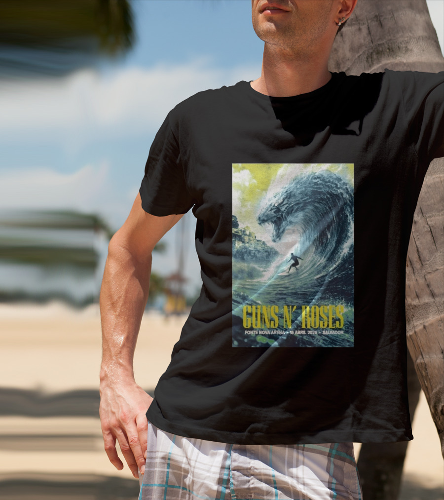 Guns N' Roses Concert April 15 2026 Fonte Nova Arena Salvador Surfer Wave T-Shirt