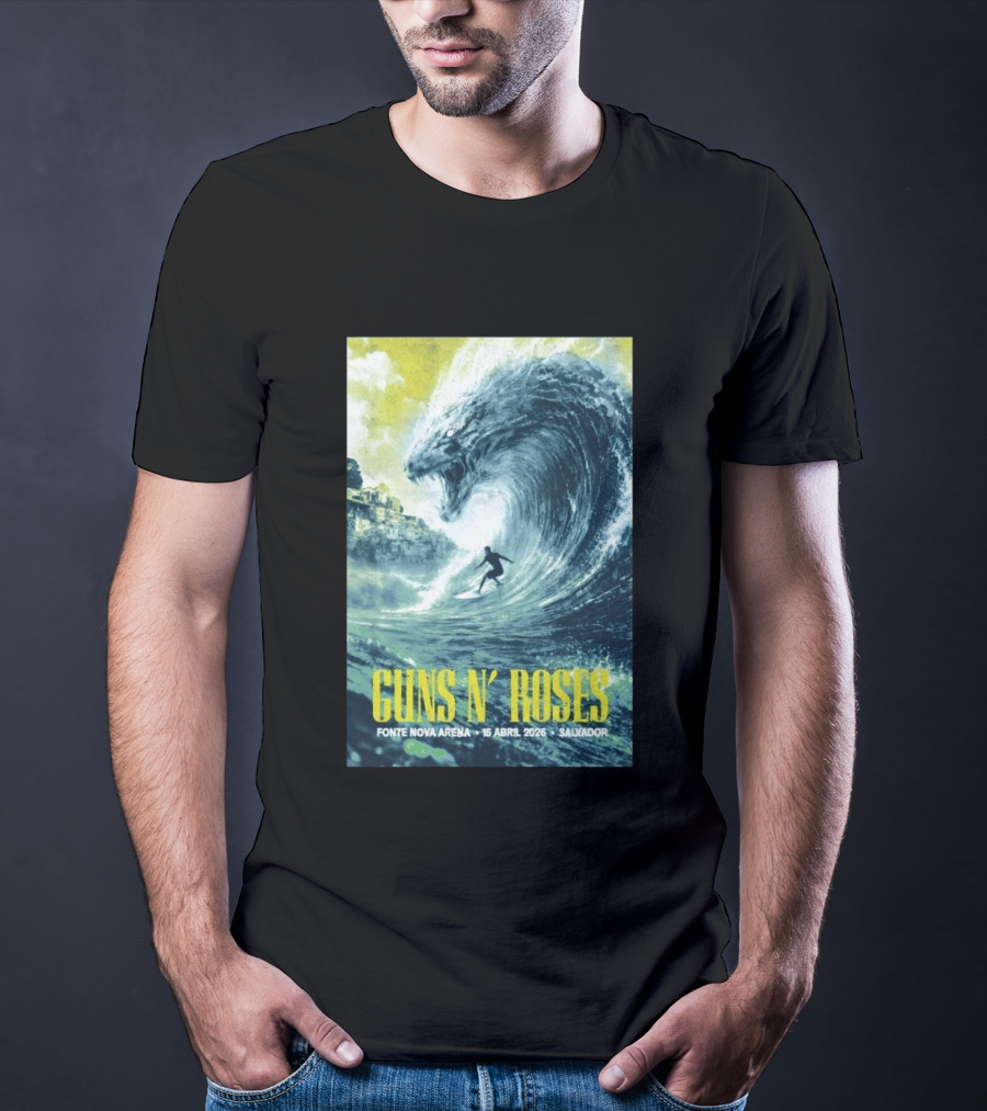 Guns N' Roses Concert April 15 2026 Fonte Nova Arena Salvador Surfer Wave T-Shirt