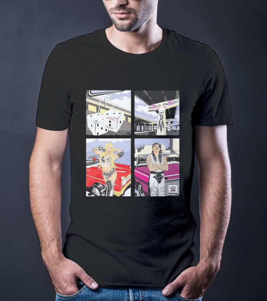 Ripple Junction Dominik Mysterio Liv Morgan 00s RPG WWE Latino Cheat Dice T-Shirt