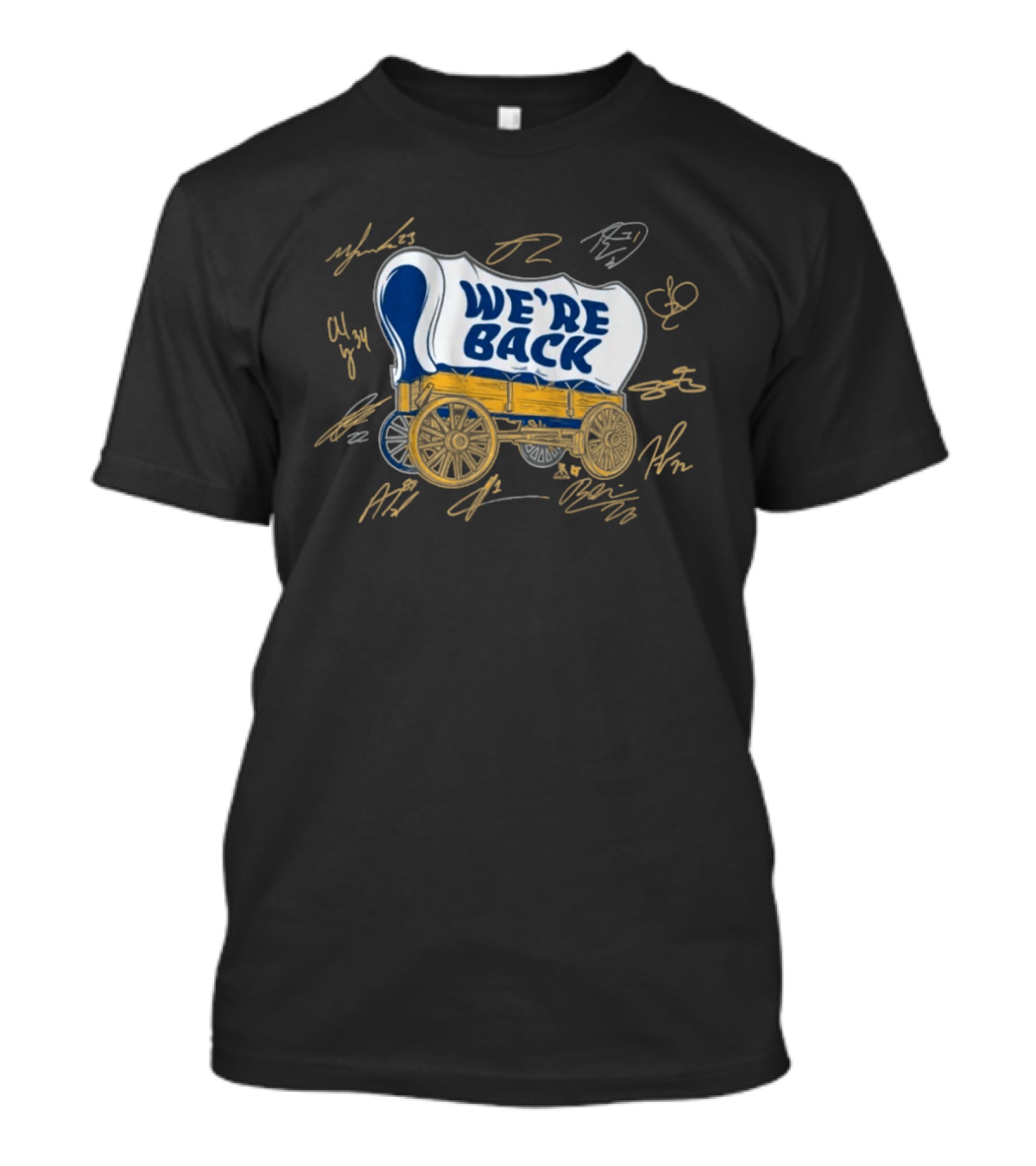 We're Back Buffalo Hockey Wagon Team Player Signatures T-Shirt