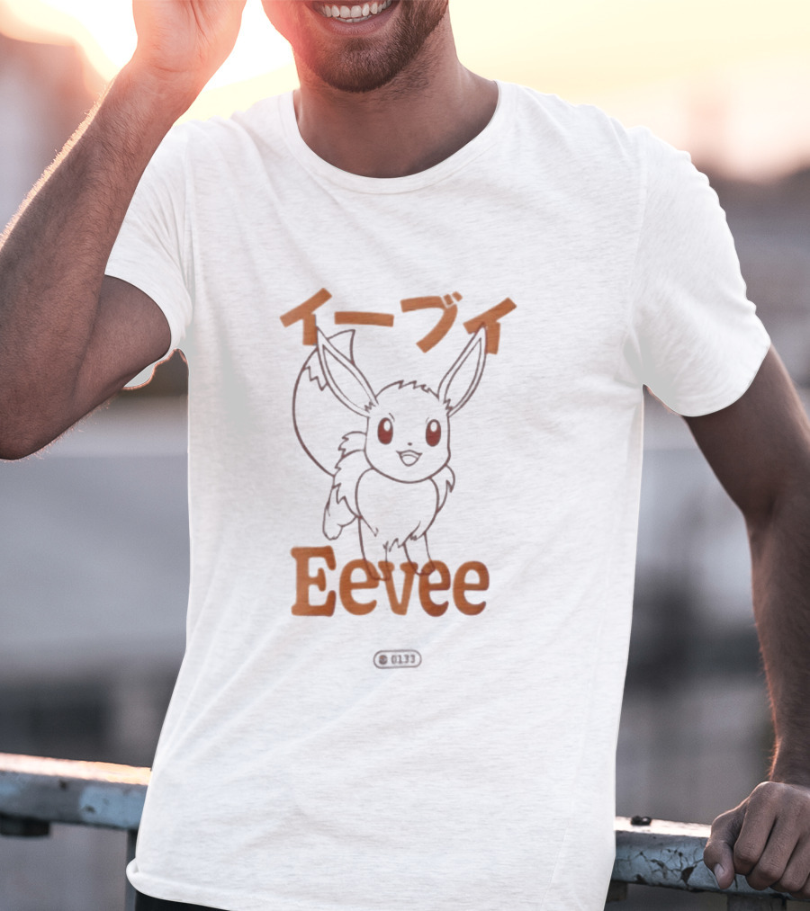 Japanese Minimalist Eevee Streetwear Fashion Anime T-Shirt