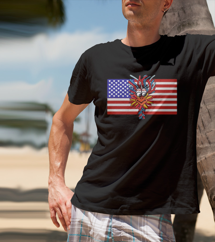 Patriotic Gooney Bird American Flag Hearts And Stripes T-Shirt