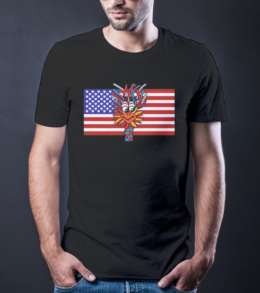 Patriotic Gooney Bird American Flag Hearts And Stripes T-Shirt