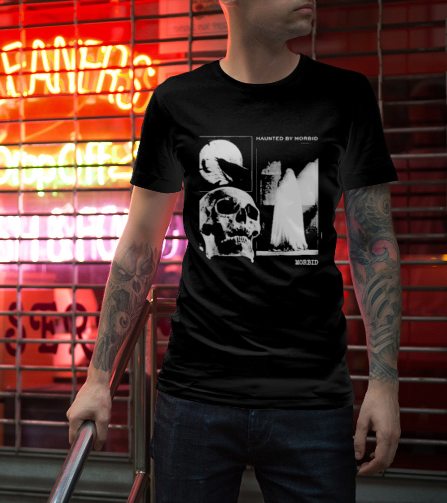 Haunted By Morbid Skull And Ghost Imagery Morbid Podcast T-Shirt