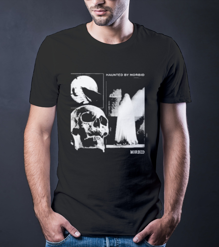 Haunted By Morbid Skull And Ghost Imagery Morbid Podcast T-Shirt