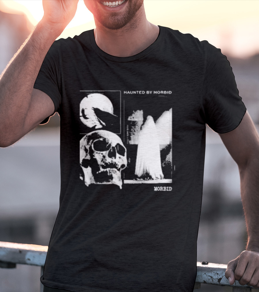 Haunted By Morbid Skull And Ghost Imagery Morbid Podcast T-Shirt